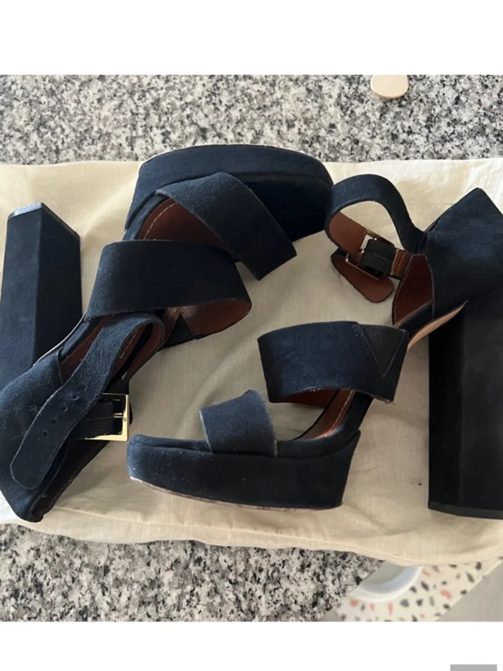 Elizabeth and James black suede platform heels - Picture 3 of 3